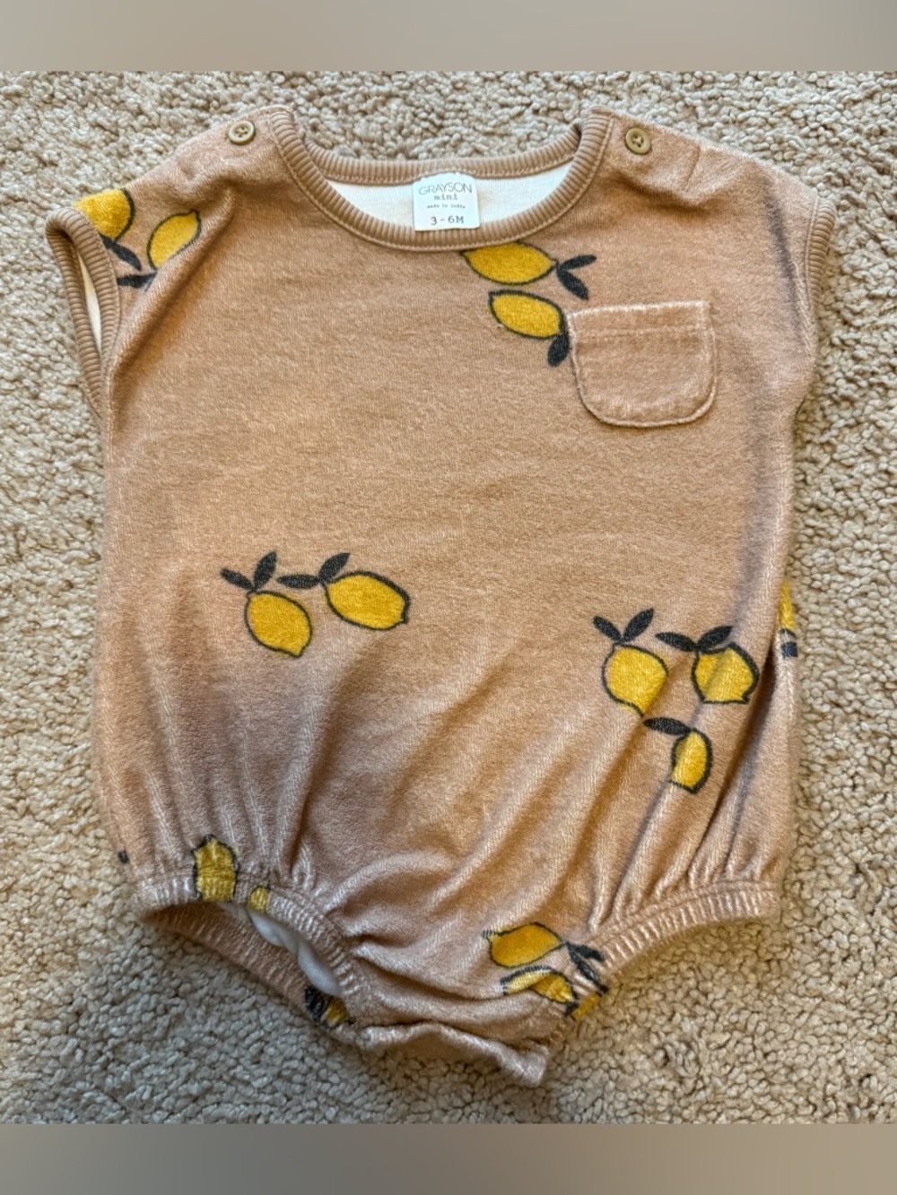 Grayson Mini Lemon Print Romper | 3–6M